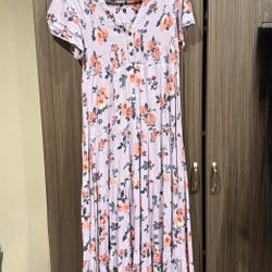 Knox Rose Full Length Short Sleeve Floral Dress (S)
