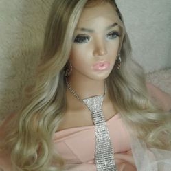 Blonde And Brown Ombre Lace Front Wig 22 Inch