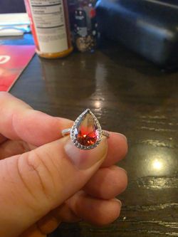 Sterling sliver ring with red gemstone