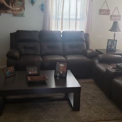Ashley Recliner Couches 2 End Tables N 1 Coffee Table 
