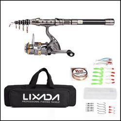 Lixada Telescopic Fishing Rod and Reel Combo Full Kit Spinning Fishing Reel Gear Organizer Pole Set