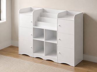White Kids Bookcase & Toy Storage Cabinet