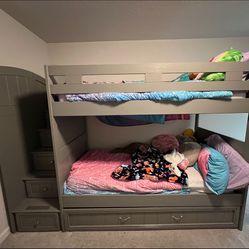 Gray Twin Bunk Bed With Trundle 