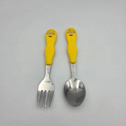 Minions 2 Piece Cutlery Set Stainless Fork Spoon Yellow Flatware Toddler By Zak