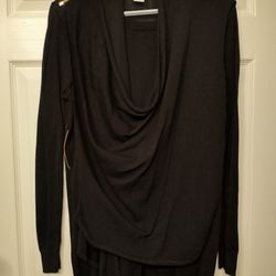 Joan Vass  Size 0  Black Tunic / Cardigan Shirt Top