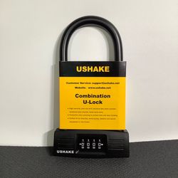 USHAKE Bicycles U Lock, Heavy Duty Bike Lock Scooter Motorcycles Combination Lock Combo Gate Lock for Anti Theft