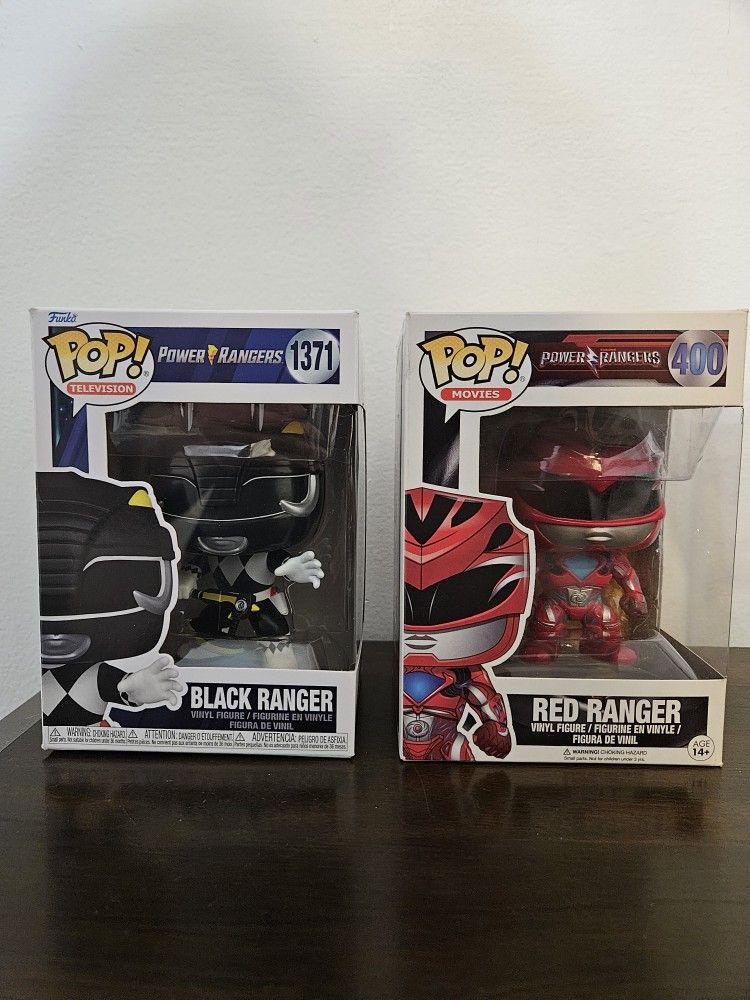 Funko Pop! Vinyl: Power Rangers - Black Ranger #1371 W/Protector Red Ranger #400
