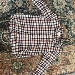 PacSun Red Black And Beige Flannel Button Up Long Sleep 