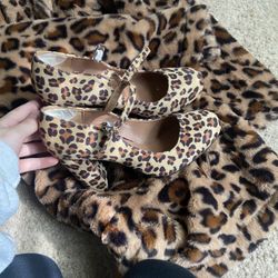 Leopard Print Heels+Coat Set