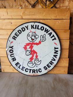 Reddy Kilowatt Round Metal Advertising Sign 14"