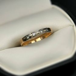 14k solid Rose and White Gold 0.15CTW Natural Diamond ring sz 7