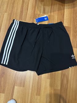 adidas Originals Men's Black/White 3-Stripes Shorts L Drawstring