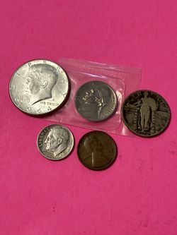 5 Coin Lot 90% Silver Kennedy Standing Liberty Roosevelt 