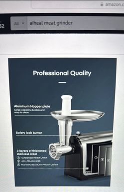Electric Meat Grinder, Sausage Stuffer with 3 Sausage Tubes, 2 Blades, 3 Plates, 3200W Max, Meat Grinder Heavy Duty for Home Kitchen Use, Stainless St