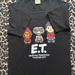 BAPE x E.T. Black Tee – Size M (Fits S)