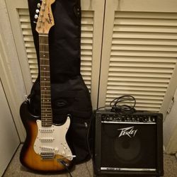 Guitar Squier Strat by Fender + Amp