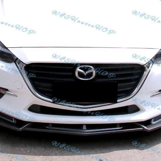 For 2014-2018 Mazda 3 Axela Carbon Look Front Bumper Body Kit Spoiler Lip 3PCS -(2-PU-681-PCF