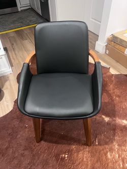 Faux Leather Chair - Walnut/Black