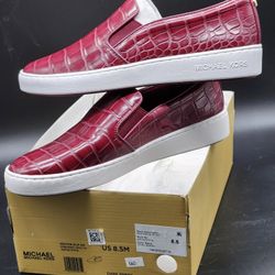 Michael Kors Keaton Slip On Shoes - Dark Berry - Fashion Sneakers - Crocodile - Women's 8.5