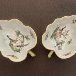 RARE vintage Herend Rothschild Bird Dishes, pair