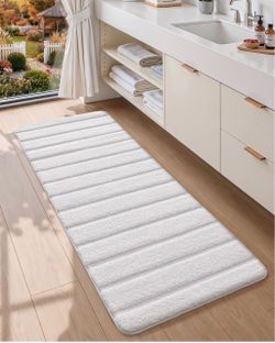 White Bathroom Rug – 60” × 24”