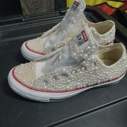 Converse Low, Pearl and Rinestone Bling Babies. 