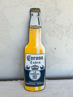 Corona Extra metal beer bottle bar sign