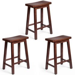 Set of 3 Walnut Corner Stools