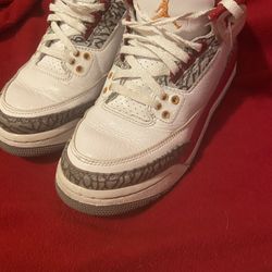 Jordan Air Jordan 3 White Red Elephant Print Retro Low Top Leather Sneakers