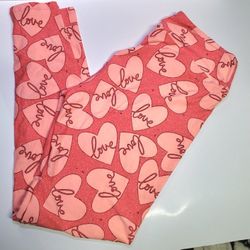 Lularoe Valentines Heart Leggings Tall & Curvy Pink