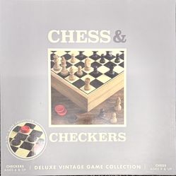 Winning Solutions Deluxe Vintage Wood Chess & Checkers Game Set,