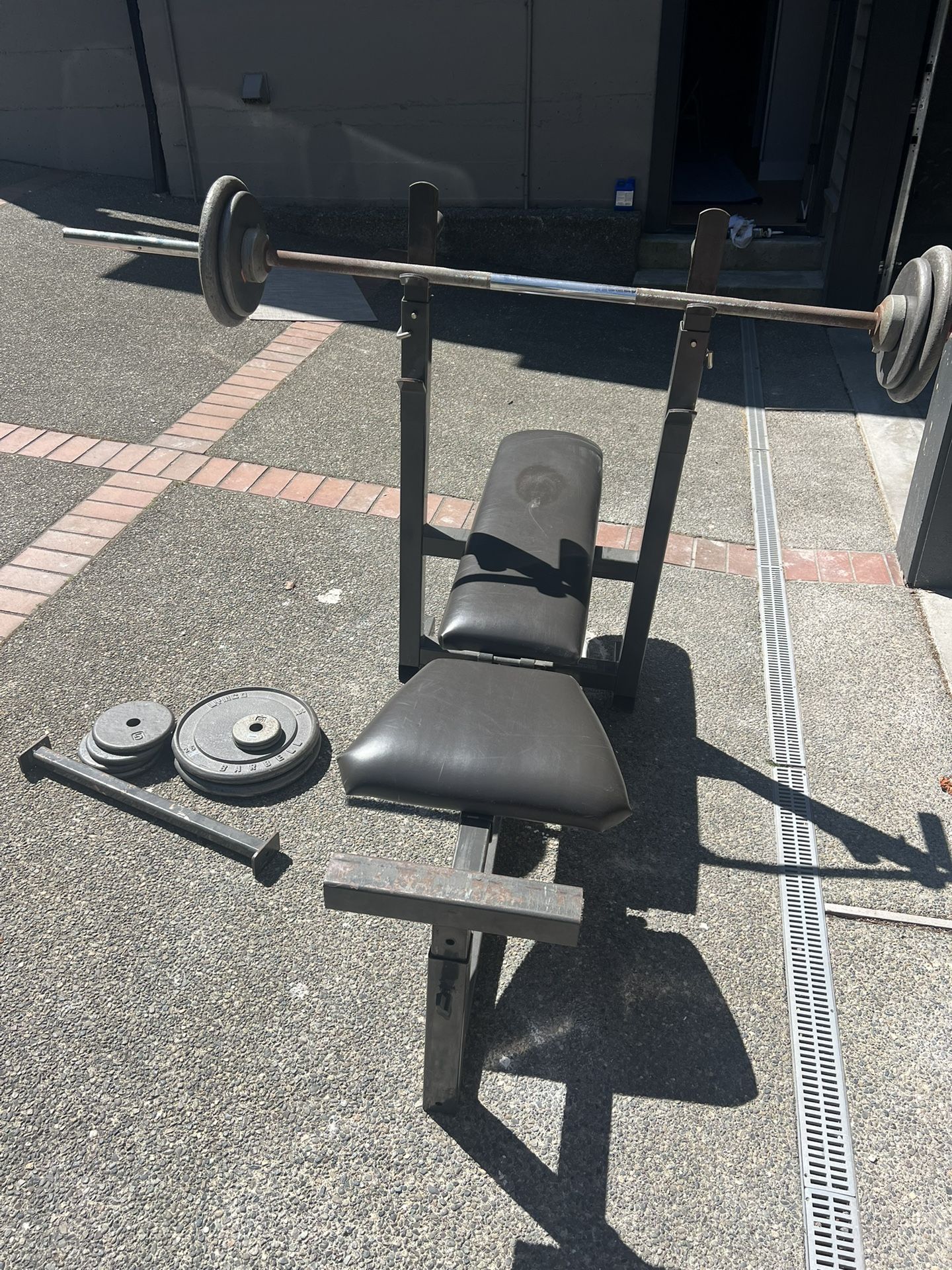 Weight Bench, Bar + Weights FREE