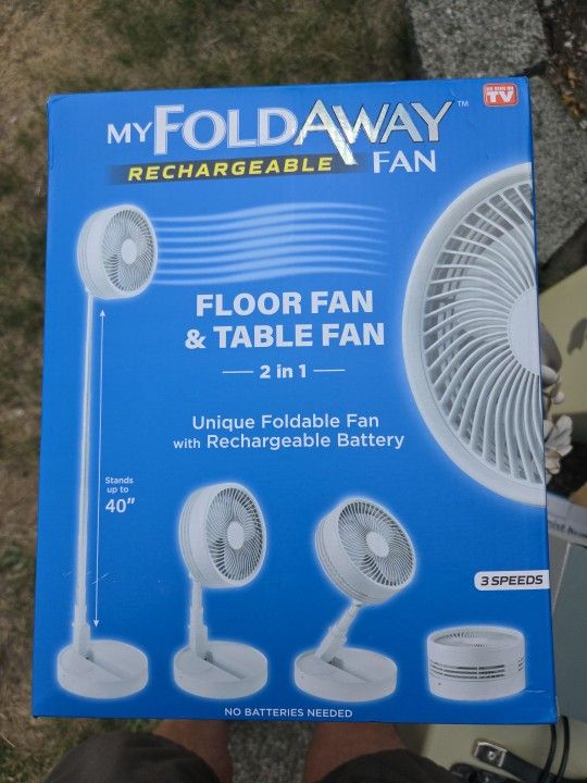 My Foldaway Rechargeable Fan Floor and Table Fan 2 in 1 NEW SEALED