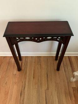 Bombay: Dark Cherry Wood Accent Table with Fretwork Detail