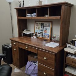 Wood Desk and Hutch 