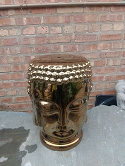 Glossy metallic gold Buddha Head Stool Or Garden Seat
