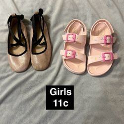 Girls 11 Flats Sandals Shoe Bundle 2x$6