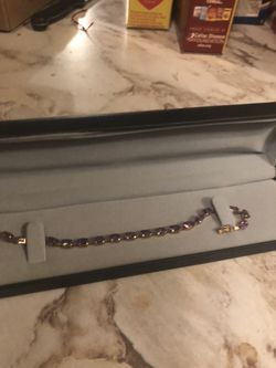7” Purple Stones Gold Plated Bracelet
