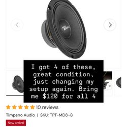 Timpano 8" Loudspeakers Set Of 4