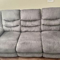 Beautiful, Elegant, Plush Luxury, Gray Two-Piece Sofa With Double Recliners, And Loveseat With Double Recliner Sofas