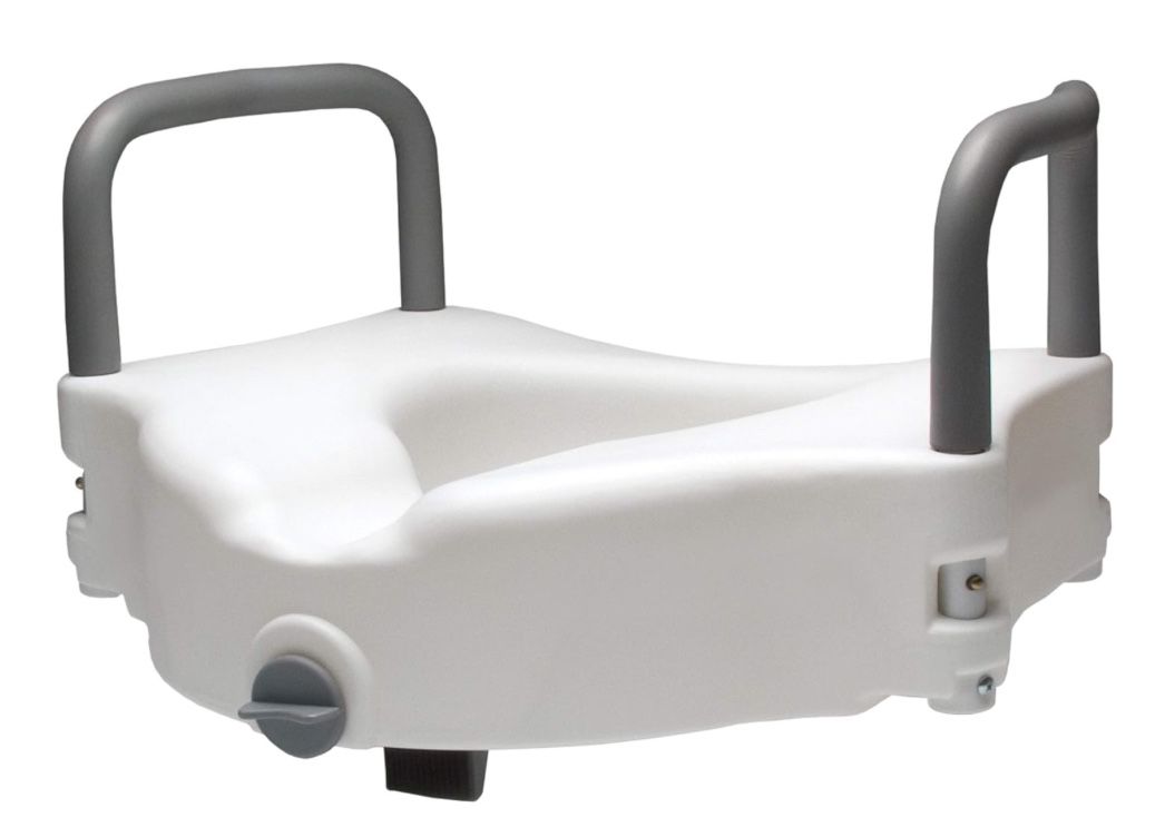 Raised Toilet Seat Riser With Padded Armrests/Grab Bars/Hand Rails - Durable Medical Equipment — $15 Cash - $18 If Shipping 