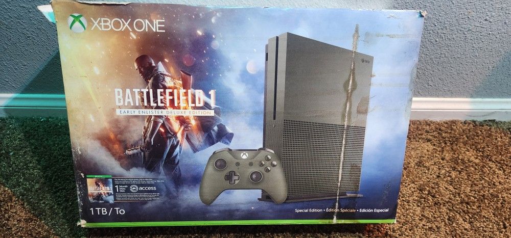 X-BOX ONE BATTLEFIELD 1 EARLY ENLISTER DELUXE EDITION 1 TB W/EXTRA CONTROLLER & 9 GAMES