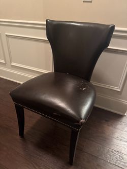 AS IS Black Faux Leather Dining Chair with Nailhead Trim