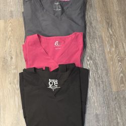 Nursing Scrub Top Bundle - Size Large (3 Tops)