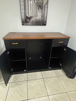 New Bar with power, drawers, and space for mini fridge