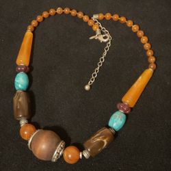 18” Amber Colored Beaded Necklace,by Avon SO