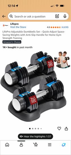 LifePro - 25lb Adjustable Dumbbell Pair