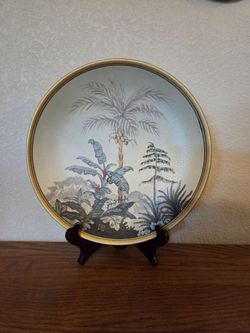 Decorative Ceramic Plate Tropical Botanical Design
