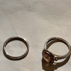 Wedding Ring Set, Stone In Rose gold 10k