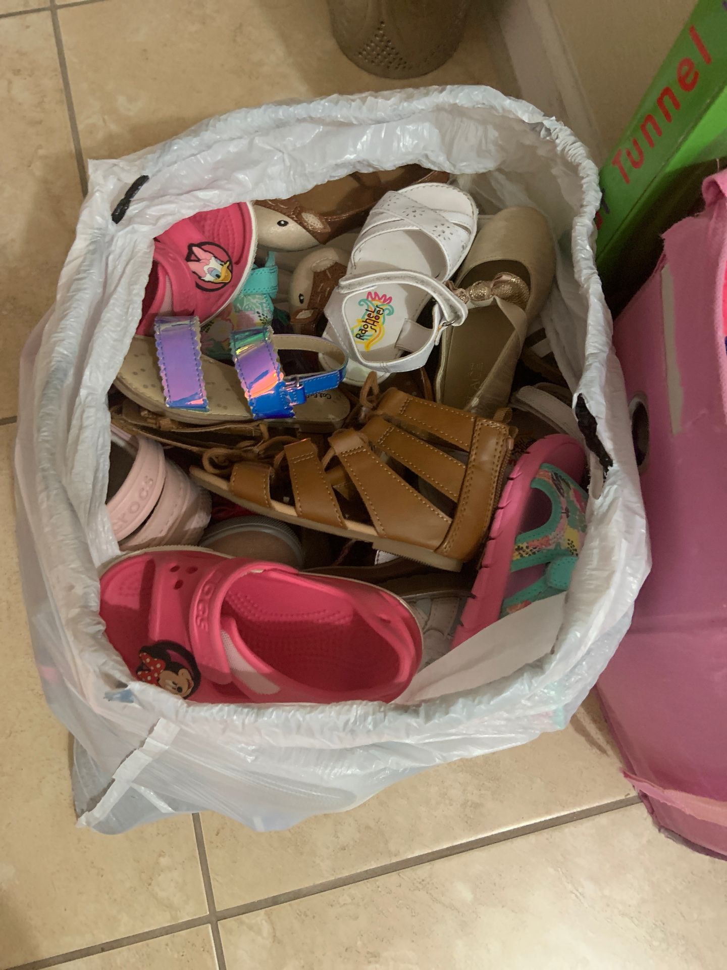 Big bag of toddler shoes and sandals all sizes 4c to 9c baby girl